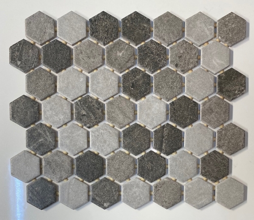 Ragno - Liverpool LP47 Charcoal Blend - 1-1/2” Hexagon Mosaic Tile